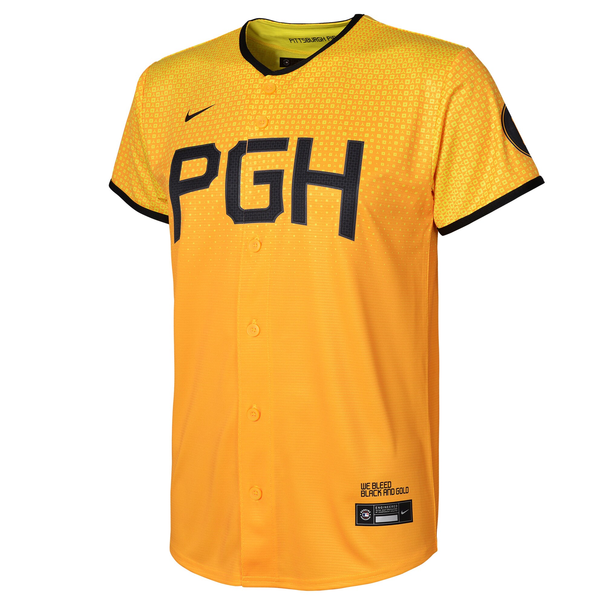 Alternative view of Toddler Pittsburgh Pirates Roberto Clemente Gold City Connect Player Jersey 