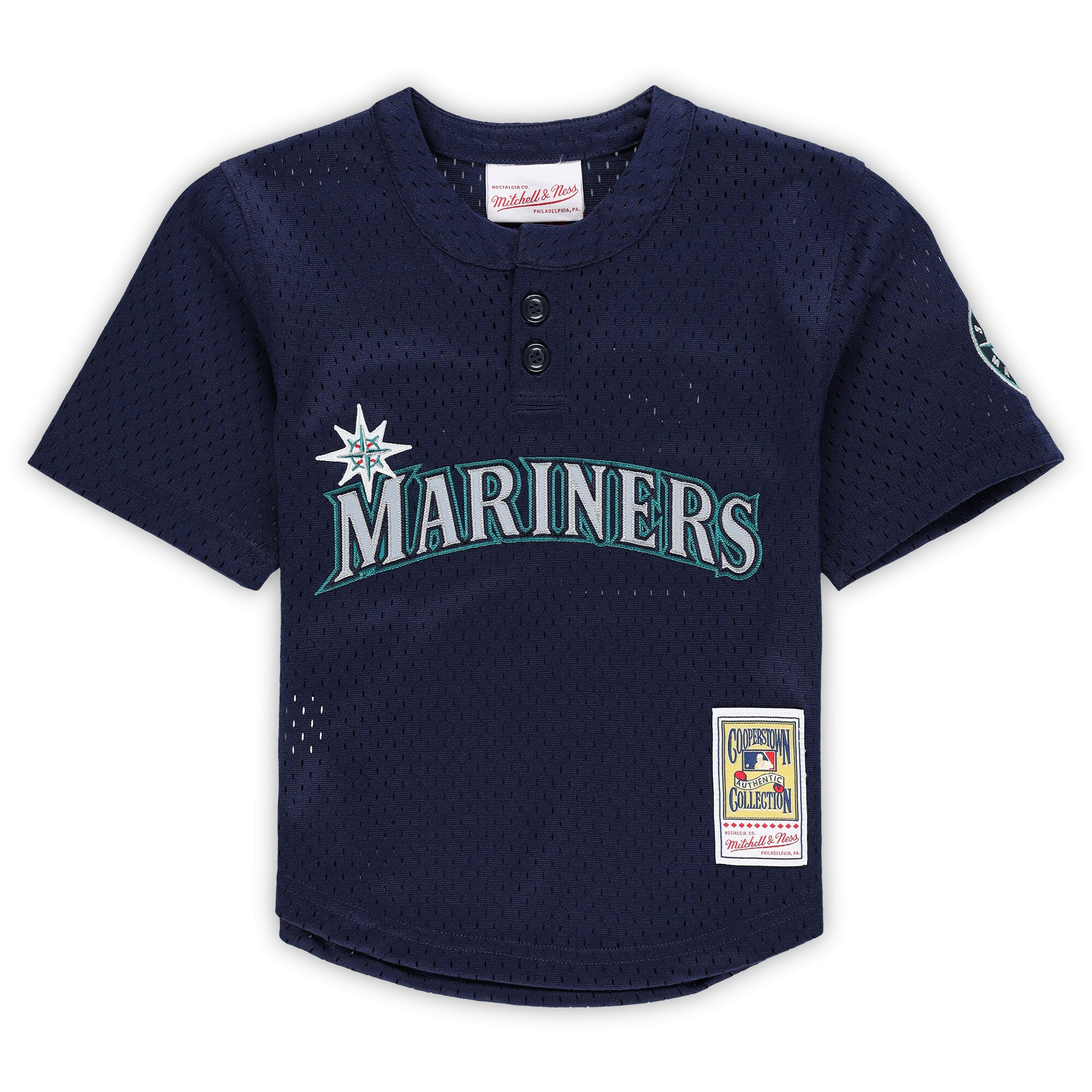 Alternative view of Toddler Seattle Mariners Ken Griffey Jr. Mitchell & Ness Navy Cooperstown Collection Mesh Batting Practice Jersey 