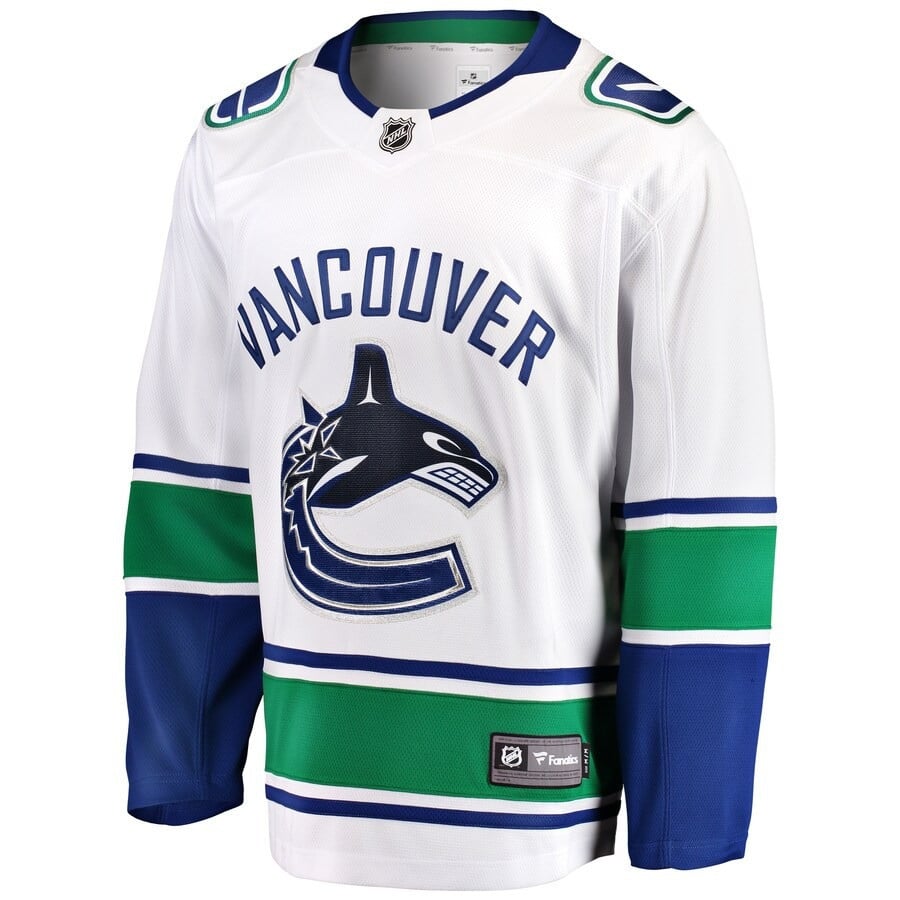 Alternative view of Tom Willander #60 Vancouver Canucks 2023 Draft Away Men Jersey - White - JS173 