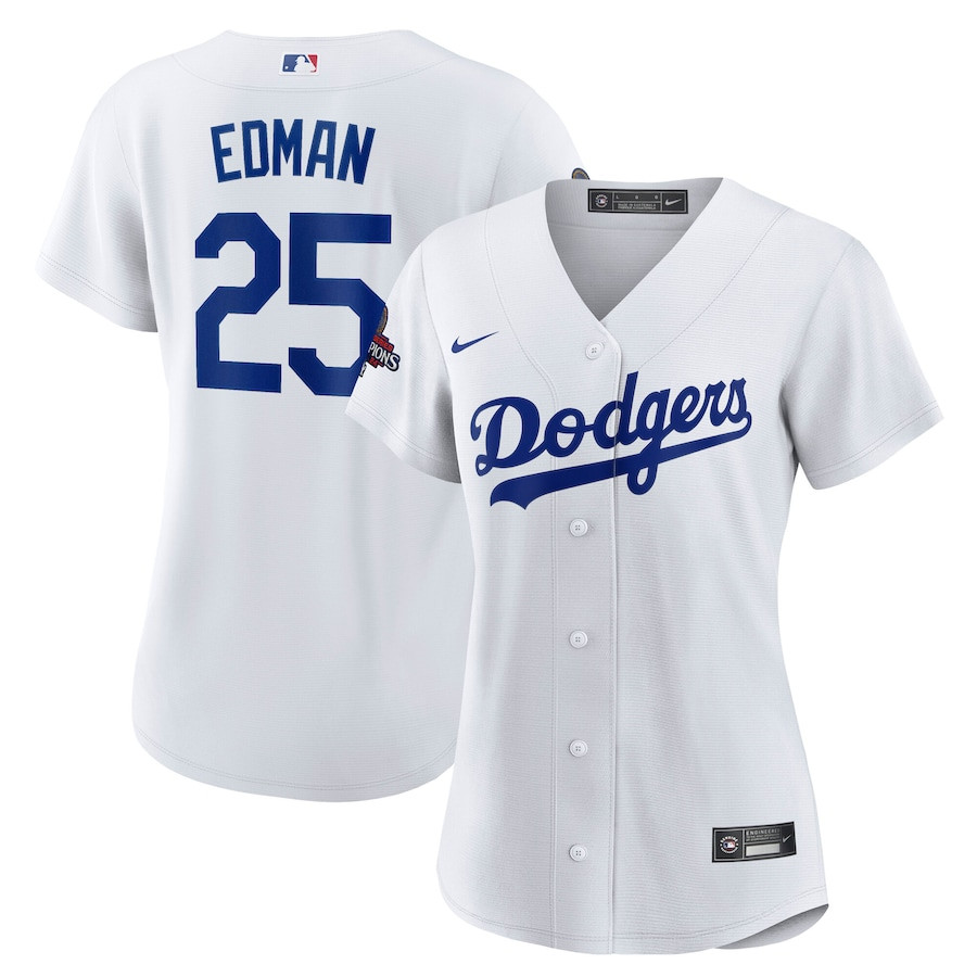 Tommy Edman 25 Los Angeles Dodgers Women's 2024 World Series Champions Home Player Jersey - White 