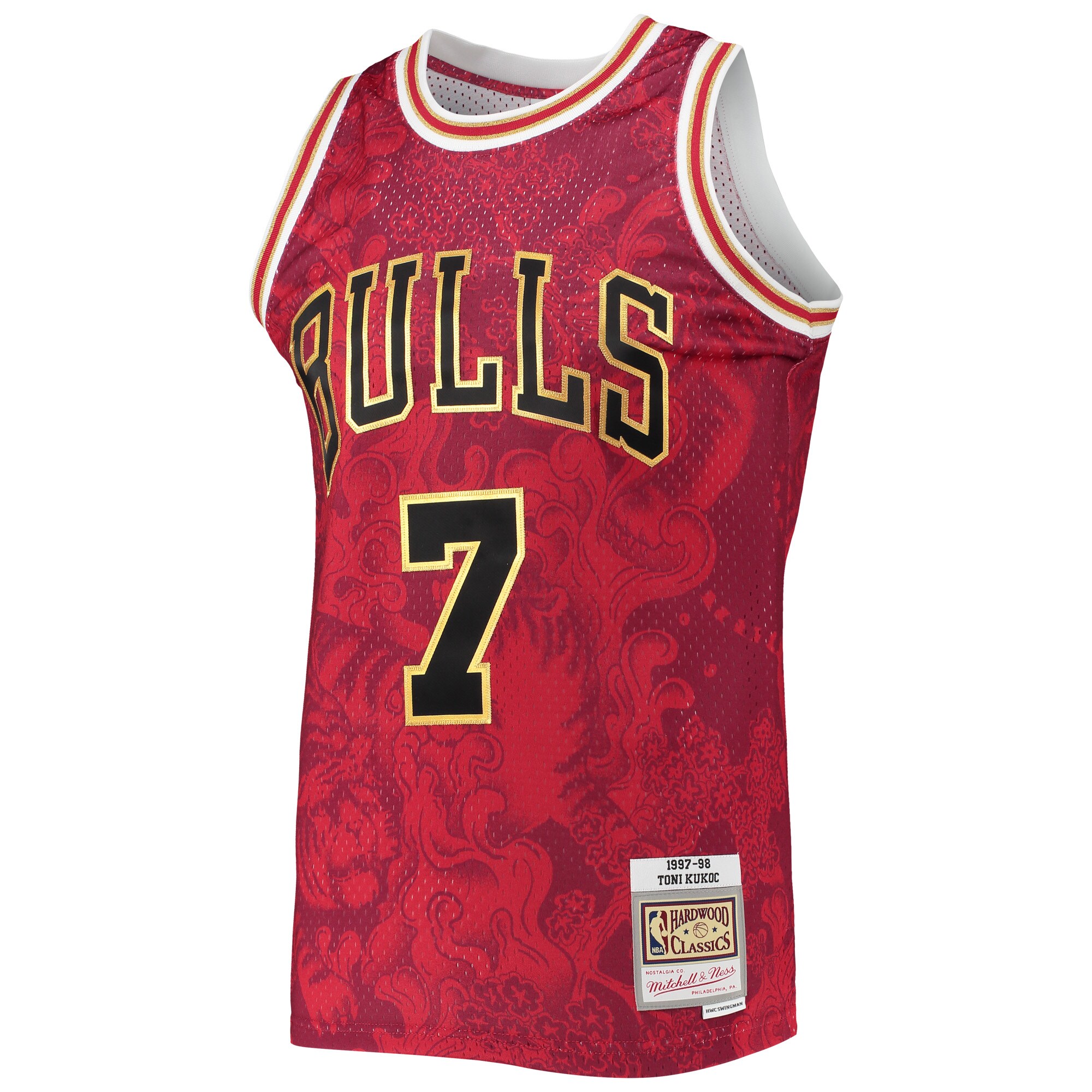 Alternative view of Toni Kukoc Chicago Bulls Mitchell & Ness Hardwood Classics 1997/98 Lunar New Year Swingman Jersey - Red