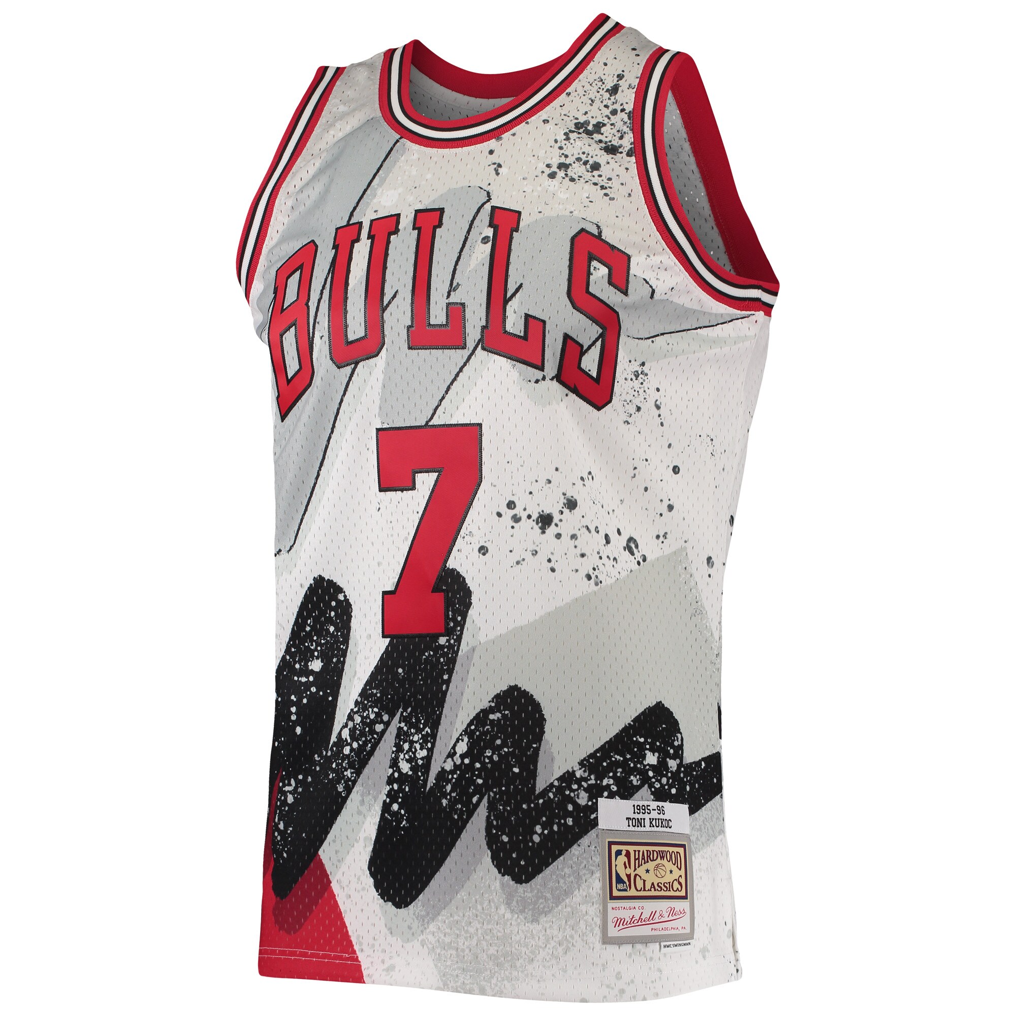 Alternative view of Toni Kukoc Chicago Bulls Mitchell & Ness Hardwood Classics 1995/96 Hyper Hoops Swingman Jersey - White