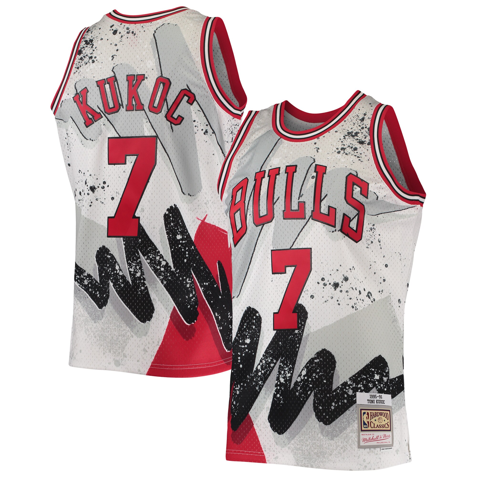 Alternative view of Toni Kukoc Chicago Bulls Mitchell & Ness Hardwood Classics 1995/96 Hyper Hoops Swingman Jersey - White