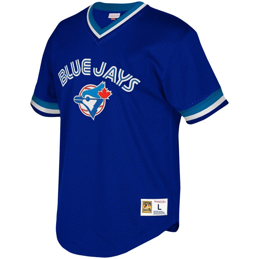 Alternative view of Toronto Blue Jays Mitchell & Ness Youth Cooperstown Collection Mesh Wordmark V-neck Jersey - Royal