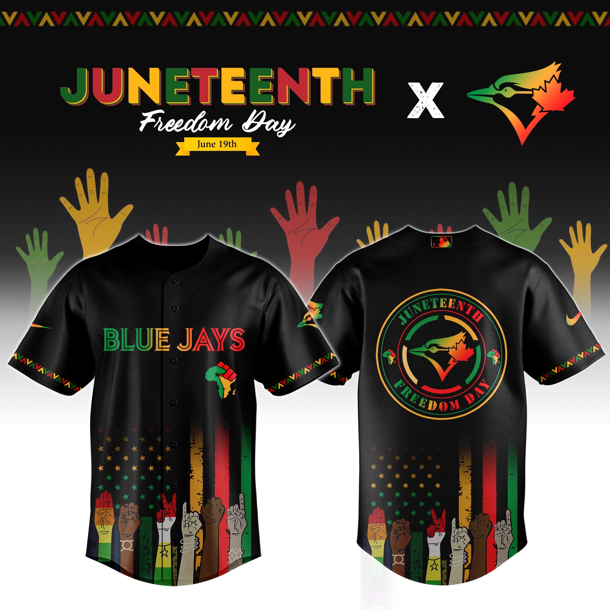 Toronto Blue Jays Mlb X Juneteenth Custom Baseball Jersey 2025