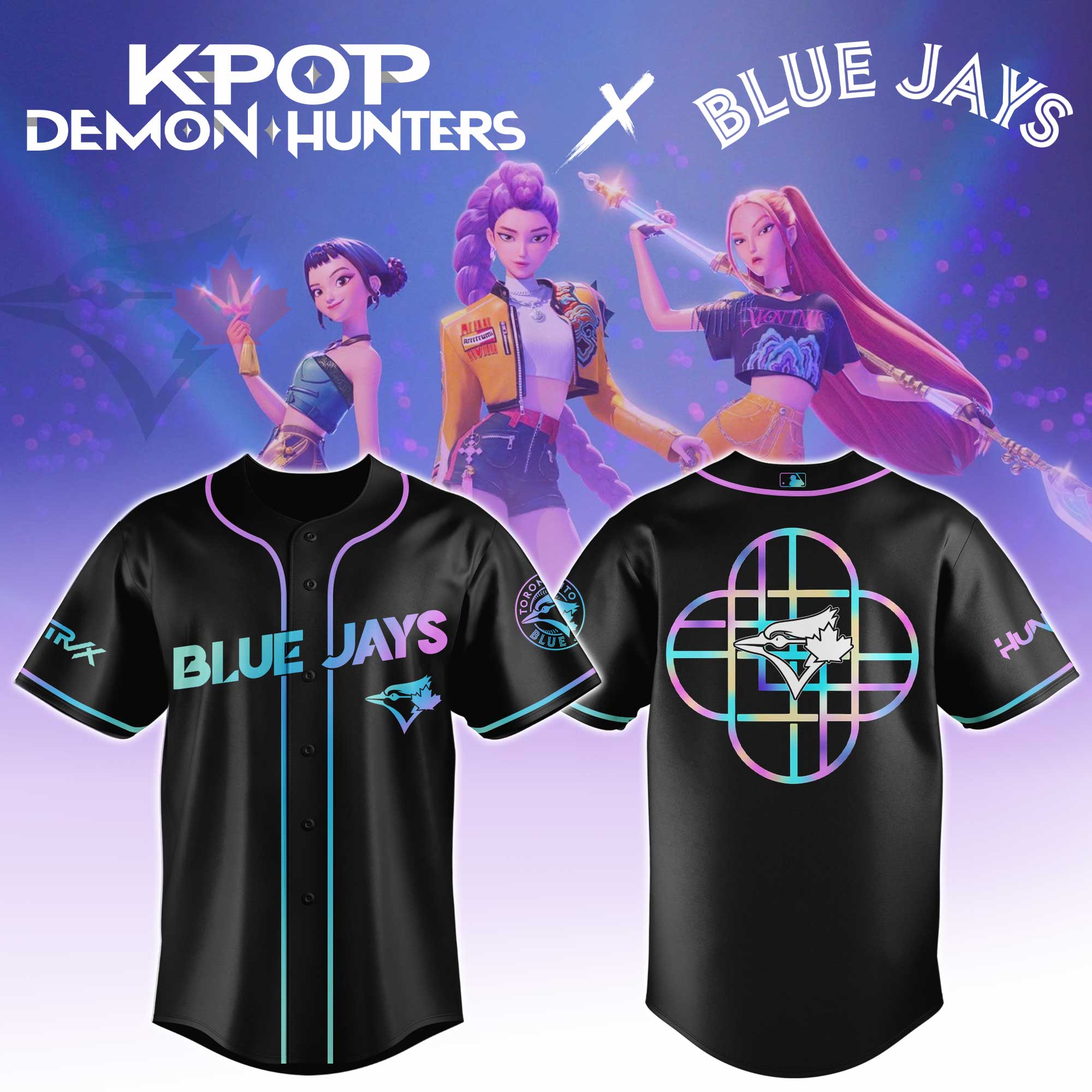 Toronto Blue Jays Mlb X Kpop Demon Hunters Huntrx Custom Baseball Jersey