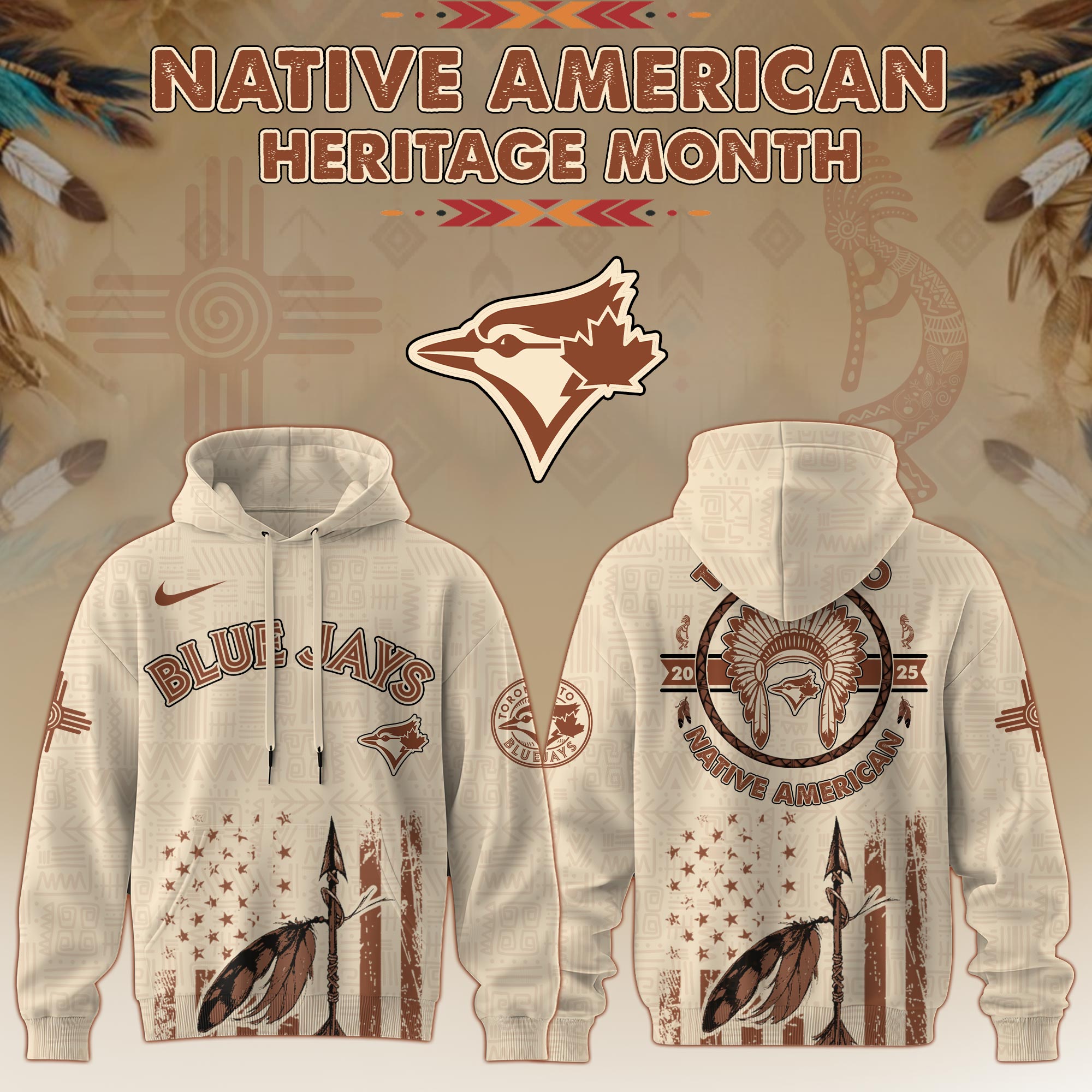 Toronto Blue Jays Mlb X Native American Heritage Month Mlb Collaboration Custom Hoodie