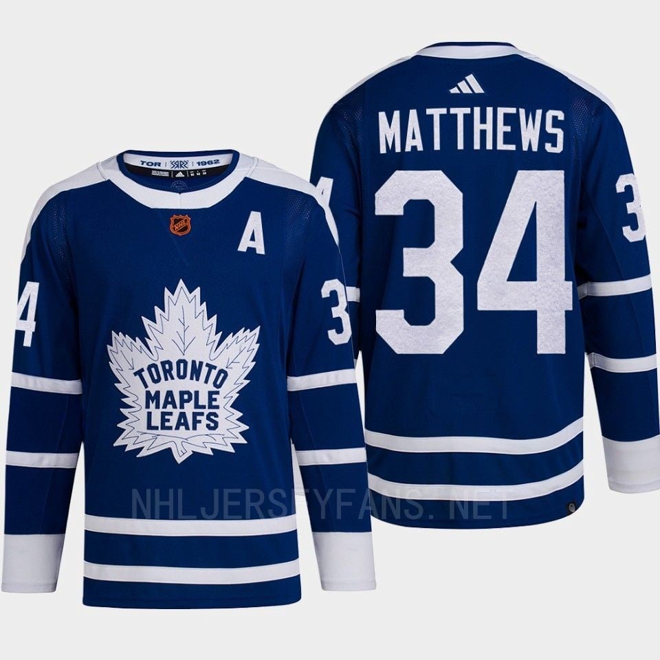 Toronto Maple Leafs 2022 Reverse Retro 2.0 Auston Matthews 34 Blue Primegreen Jersey Men's - JS785 