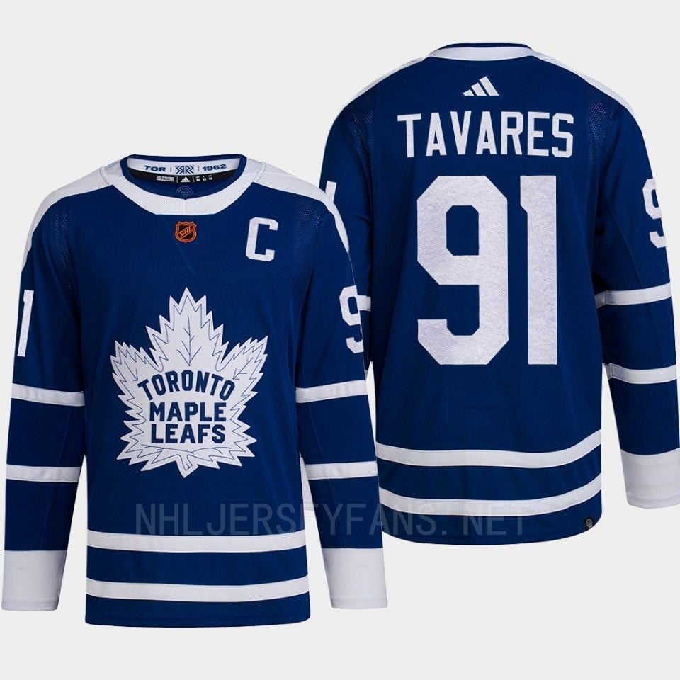 Toronto Maple Leafs 2022 Reverse Retro 2.0 John Tavares 91 Blue Primegreen Jersey Men's - JS621 