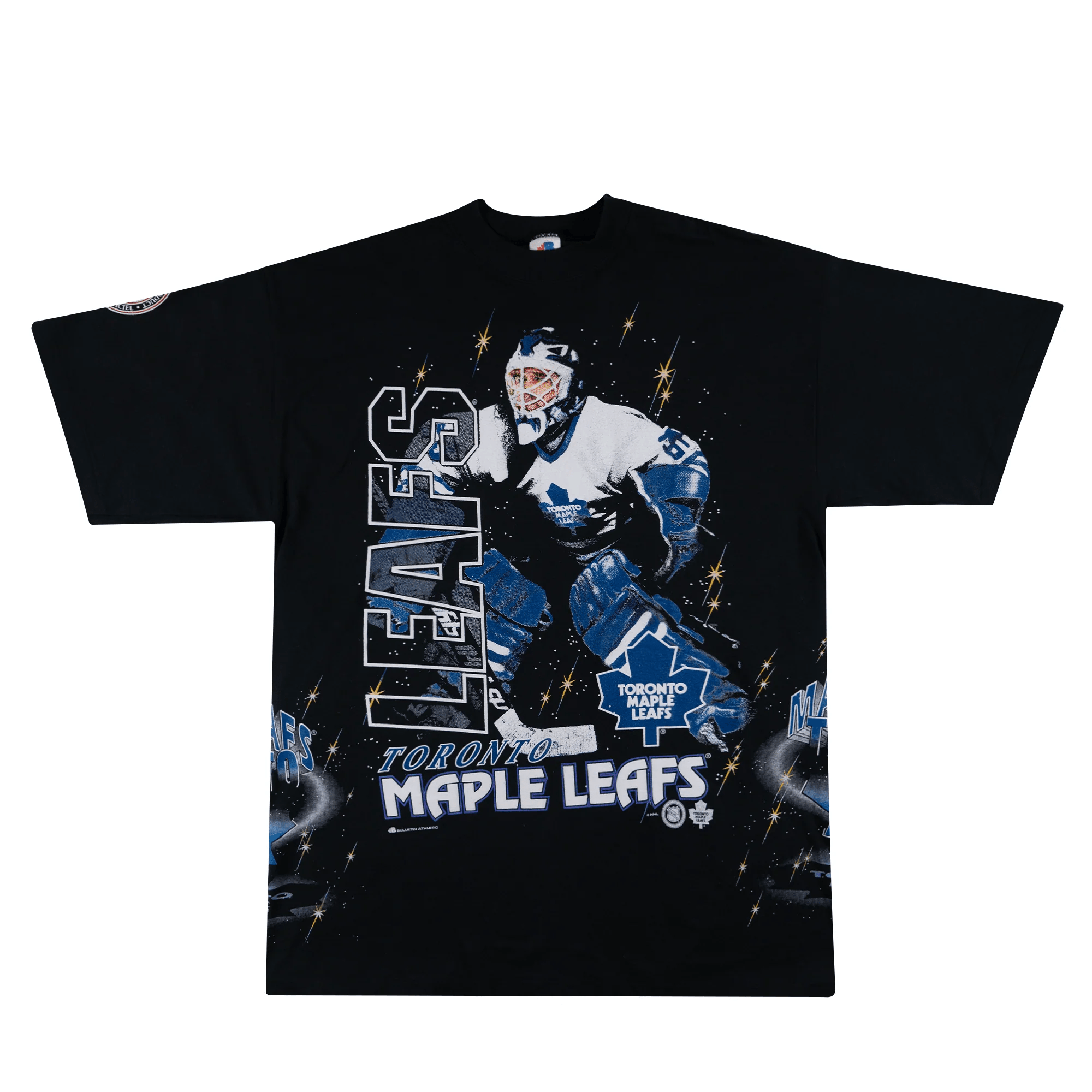 Toronto Maple Leafs Bulletin All Over Print T-shirt - Black - JS779 