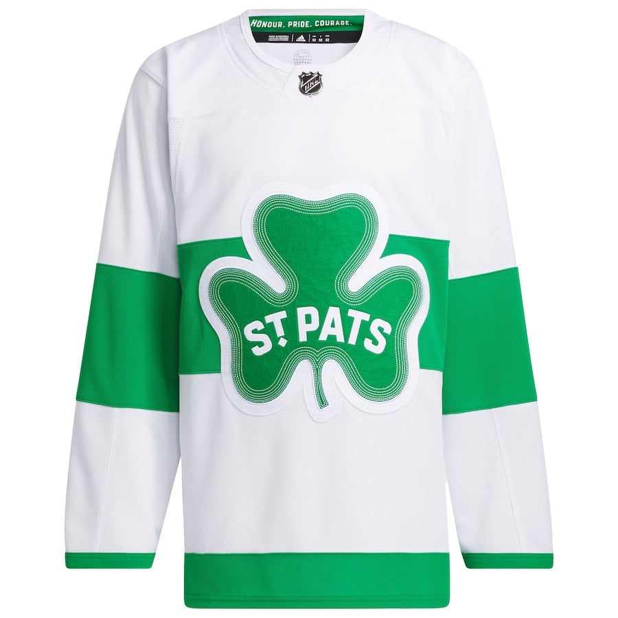 Alternative view of Toronto Maple Leafs St. Patricks Alternate Primegreen Men Jersey - White - JS581 