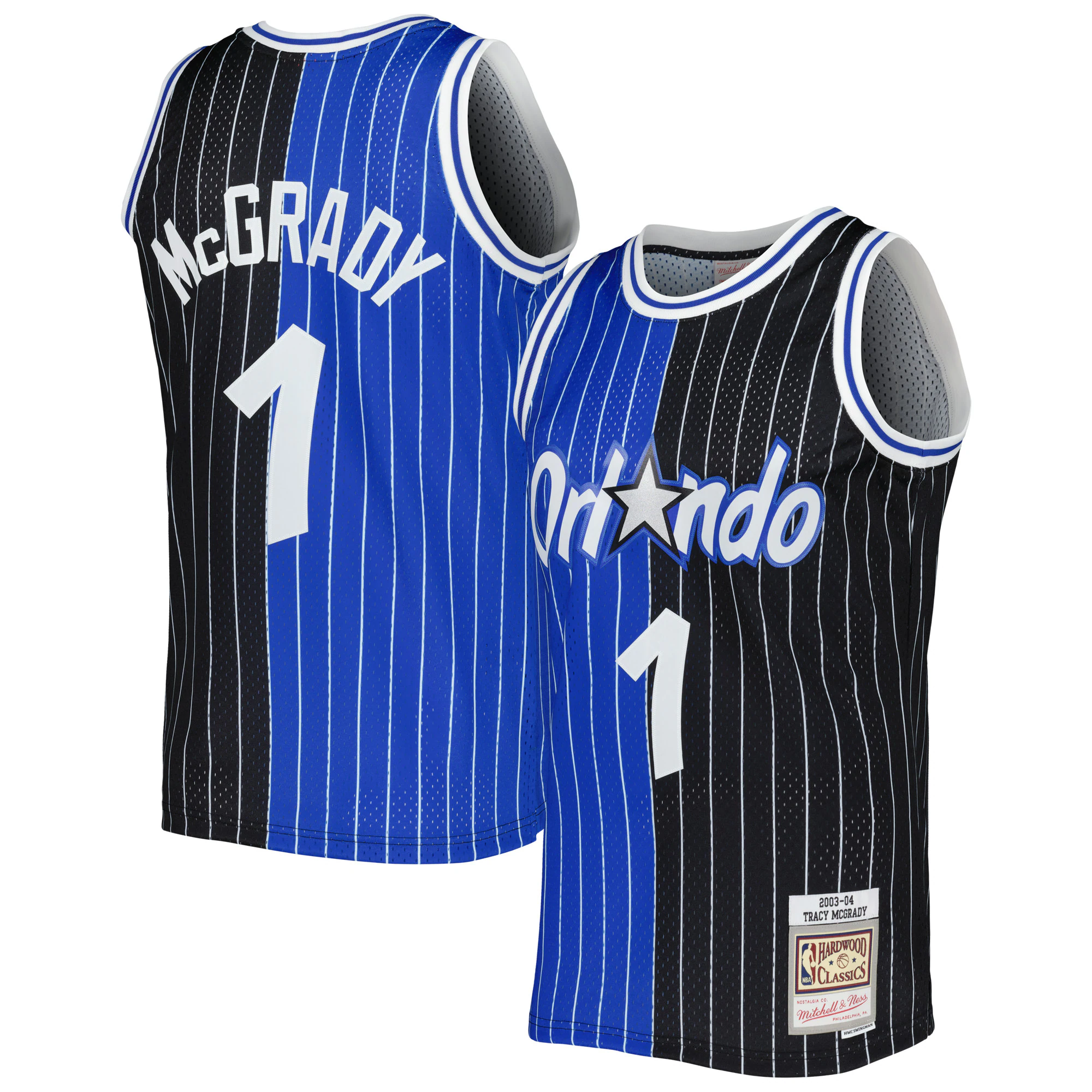 Alternative view of Tracy Mcgrady Orlando Magic Mitchell & Ness Hardwood Classics 2003/04 Split Swingman Jersey - Blue/black