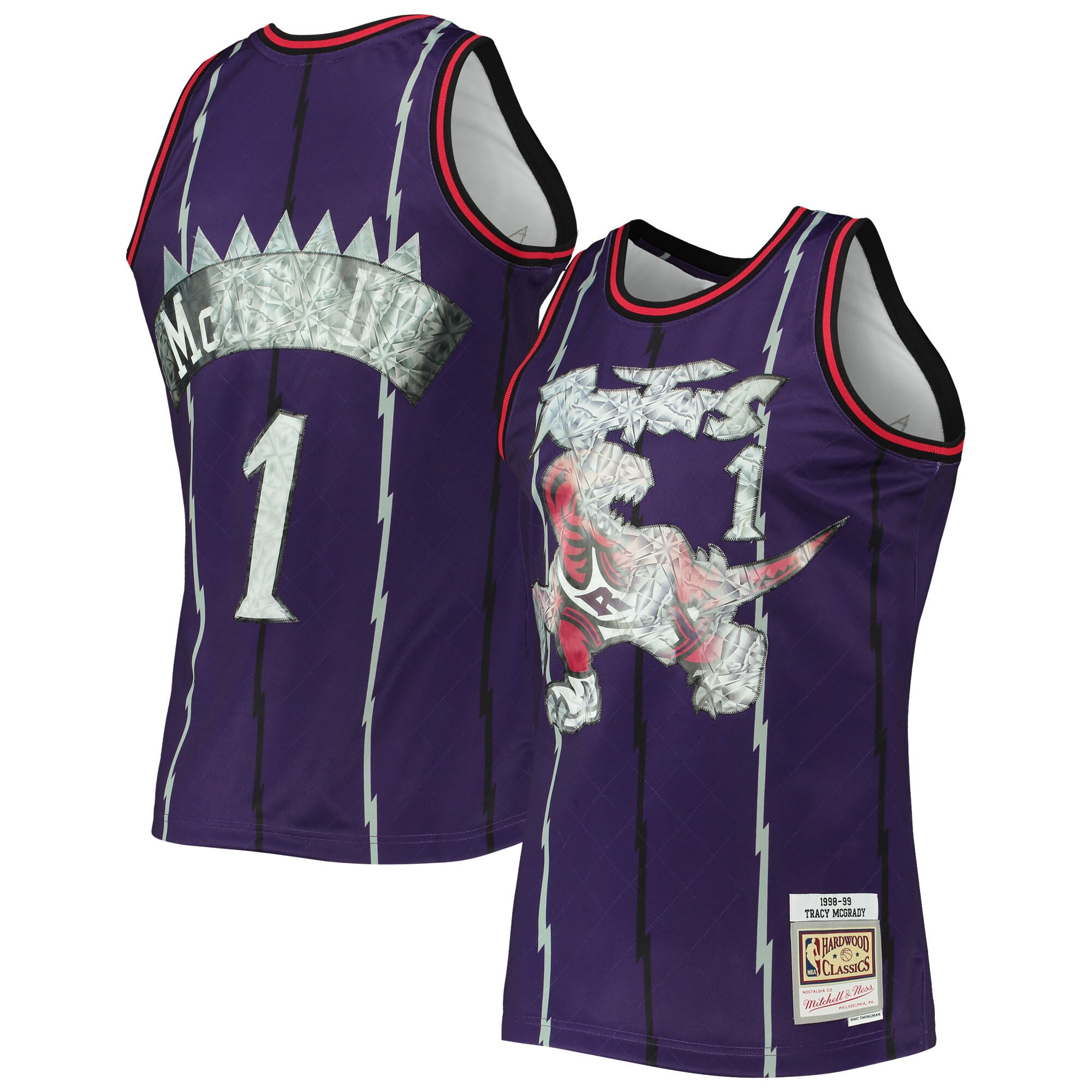 Tracy Mcgrady Toronto Raptors Mitchell & Ness 1998/99 Hardwood Classics Nba 75th Anniversary Diamond Swingman Jersey - Purple