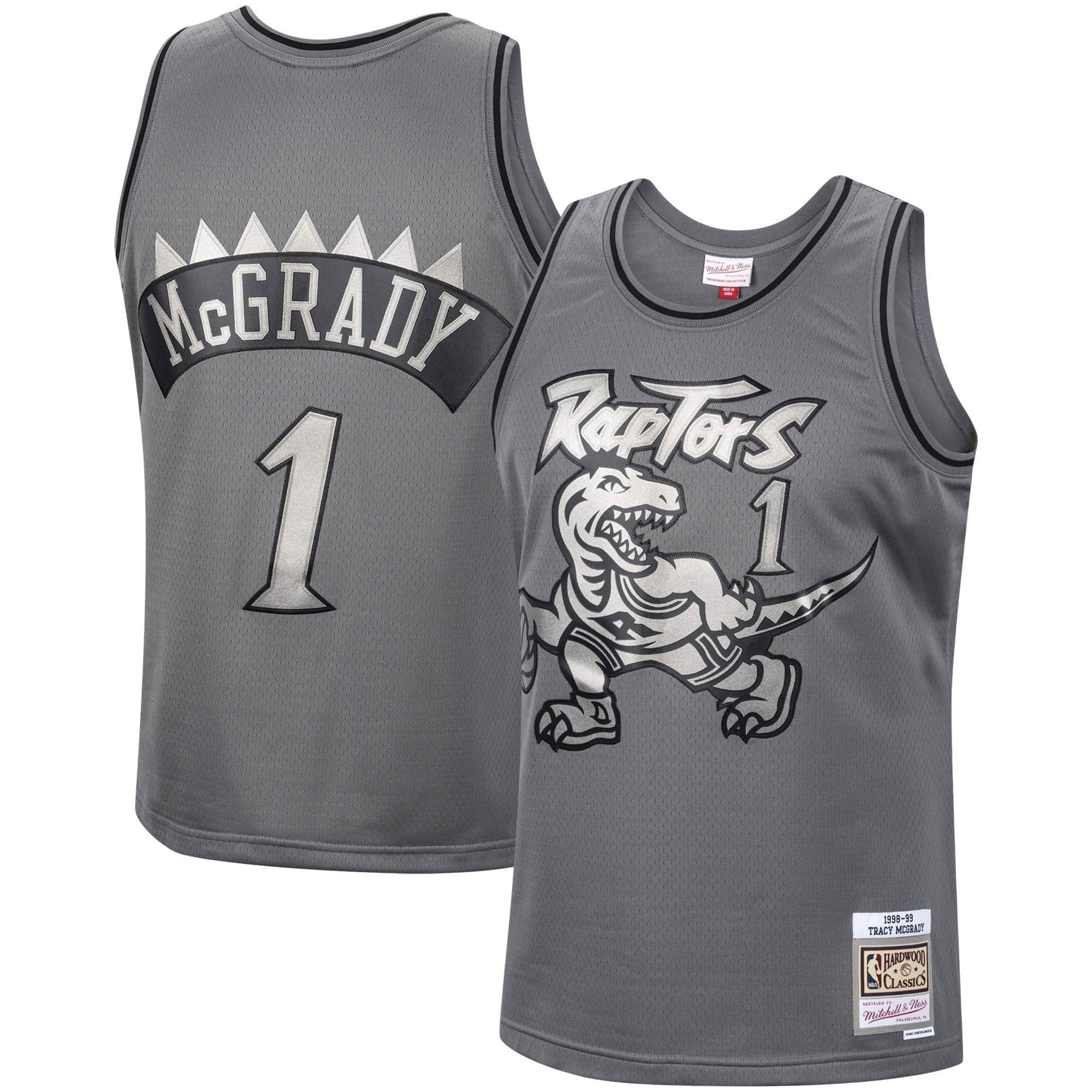 Tracy Mcgrady Toronto Raptors Mitchell & Ness Hardwood Classics Retired Player 1998/99 Metal Works Swingman Jersey – Charcoal - JS626 
