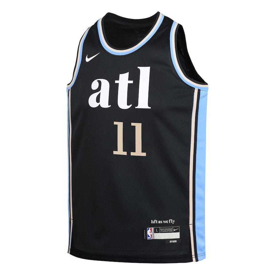 Alternative view of Trae Young 11 Atlanta Hawks 2023/24 City Edition Swingman YOUTH Jersey - Black - JS554 