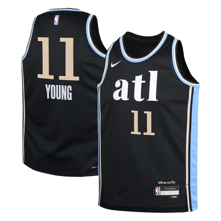Trae Young 11 Atlanta Hawks 2023/24 City Edition Swingman YOUTH Jersey - Black - JS554 