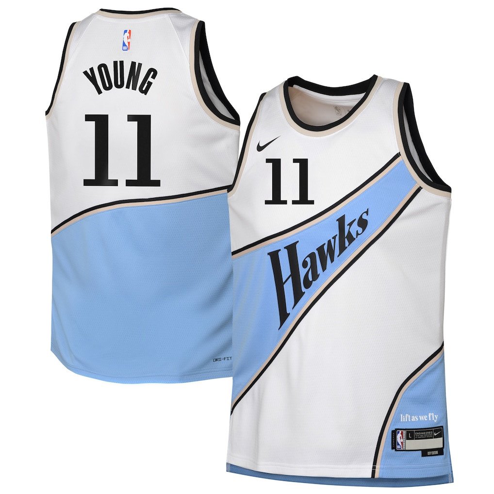Trae Young 11 Atlanta Hawks 2024/25 Swingman Player YOUTH Jersey - City Edition - White - JS840 