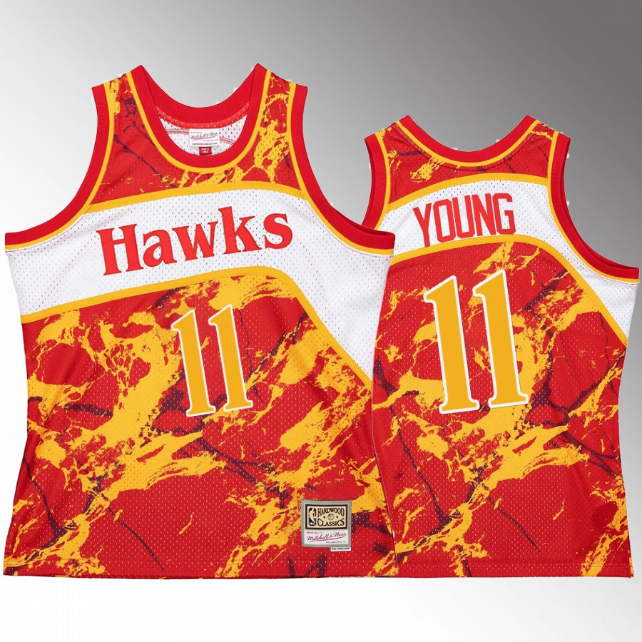 Trae Young 11 Atlanta Hawks Marble Swingman Red Hardwood Classics Jersey - JS875 