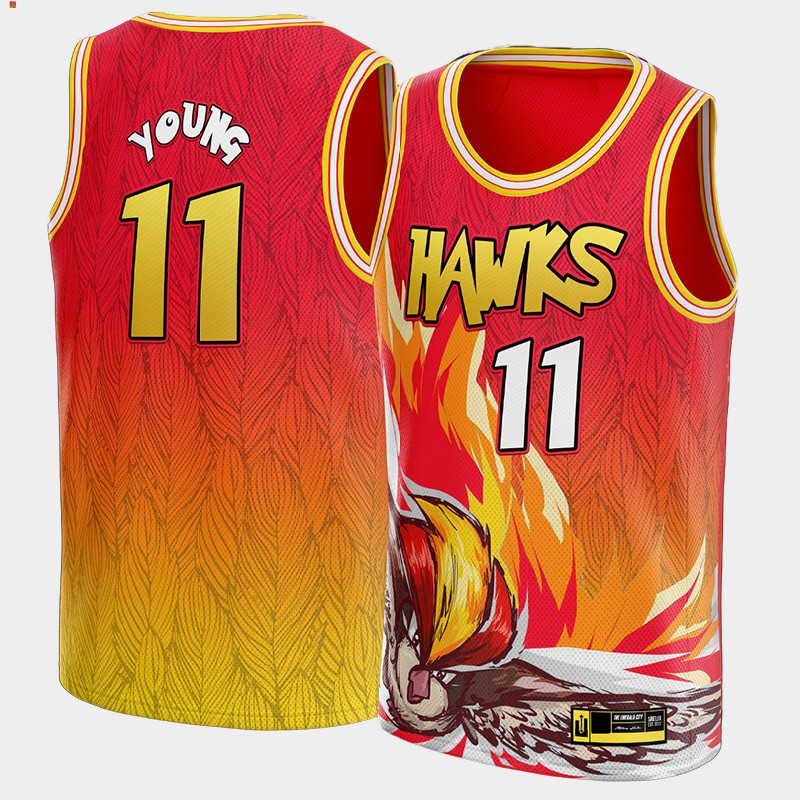 Trae Young 11 NBA Pokemon Atlanta Hawks Red Jersey Cartoon - JS282 