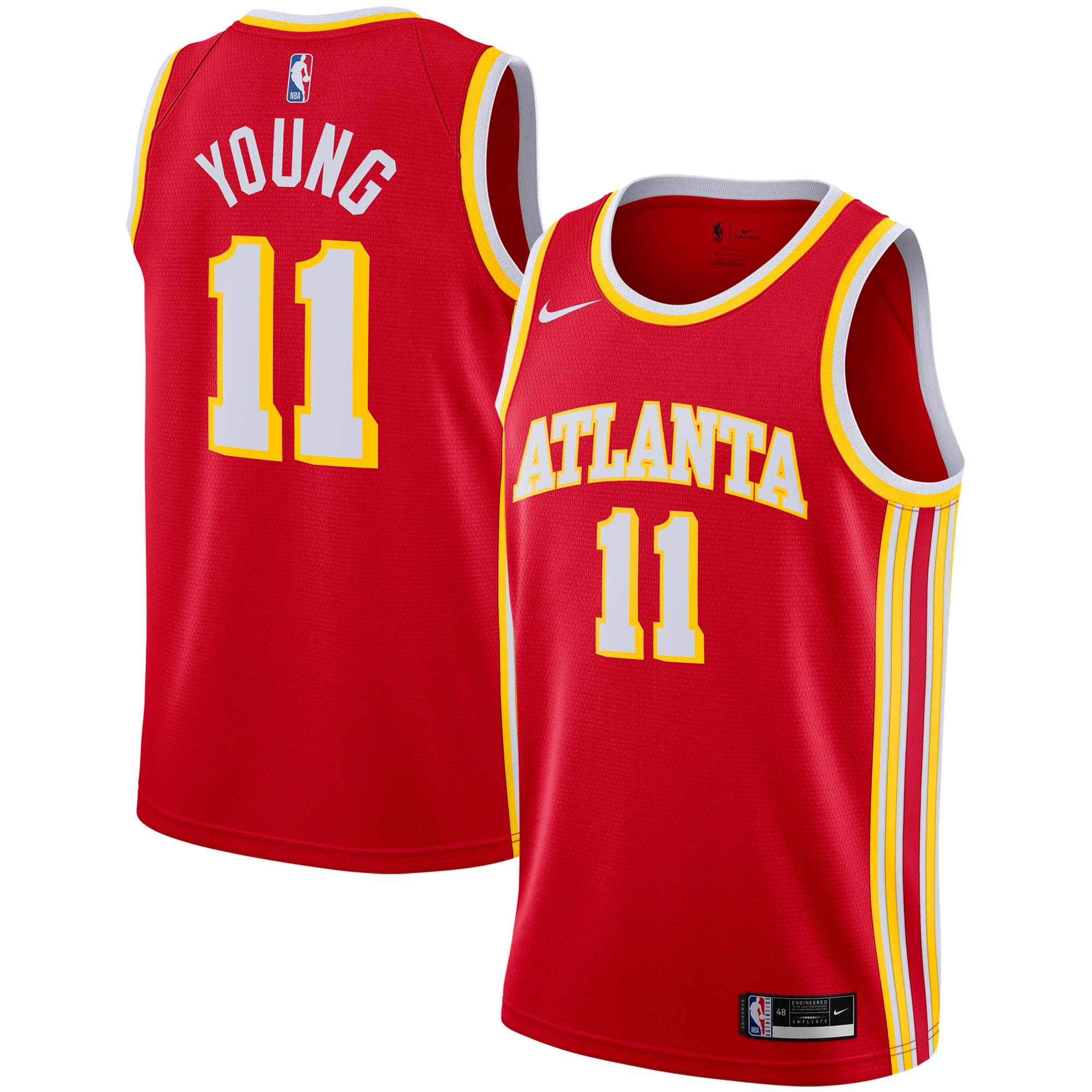 Alternative view of Trae Young Atlanta Hawks 2020/21 Swingman Jersey - Red - Icon Edition