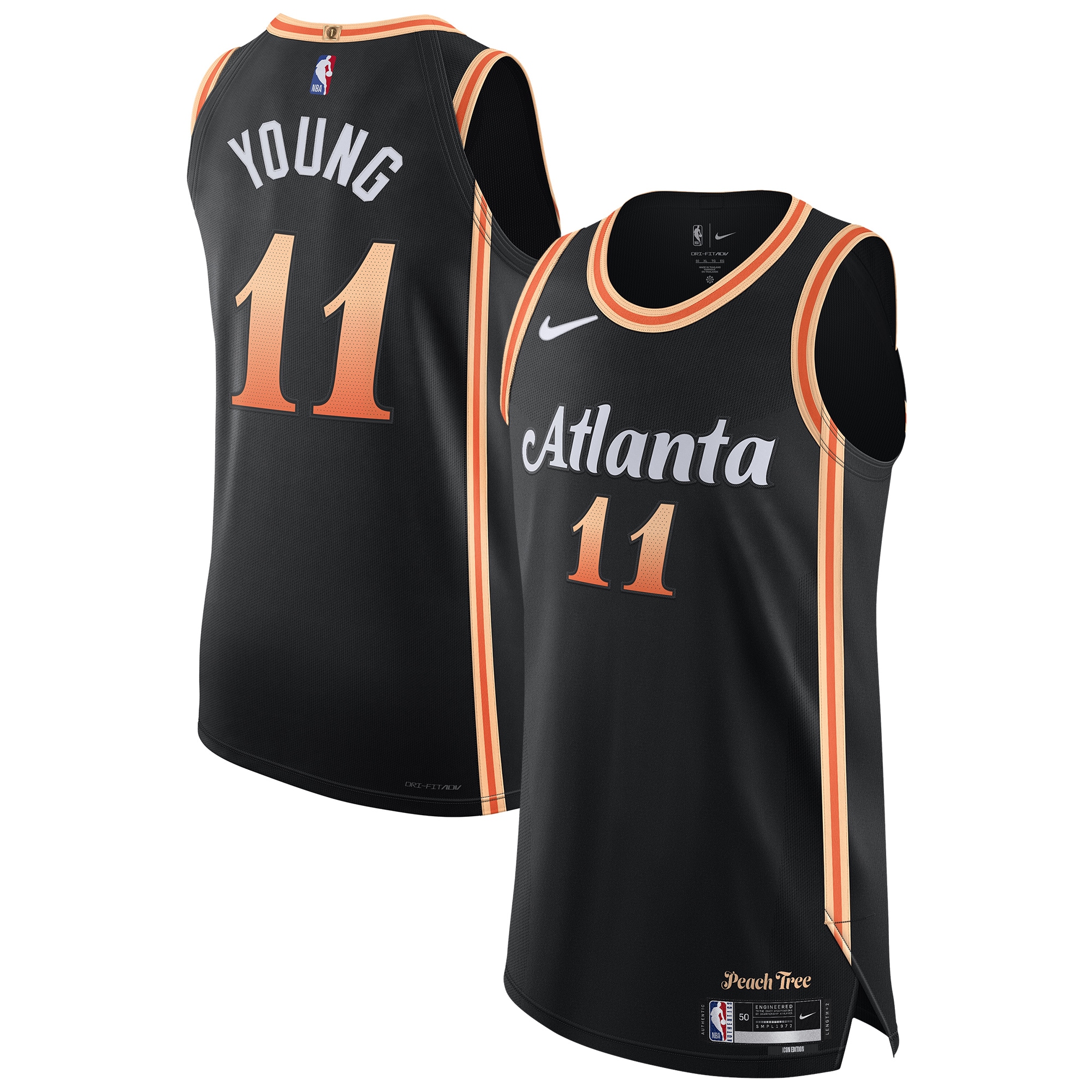 Alternative view of Trae Young Atlanta Hawks 2022/23 Authentic Jersey - City Edition - Black