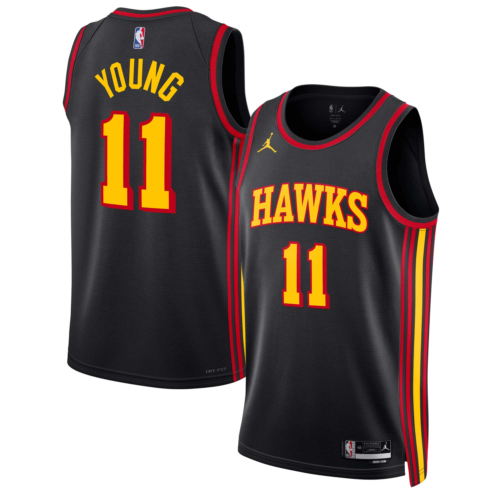 Alternative view of Trae Young Atlanta Hawks Jordan Brand Unisex Swingman Jersey – Statement Edition – Black