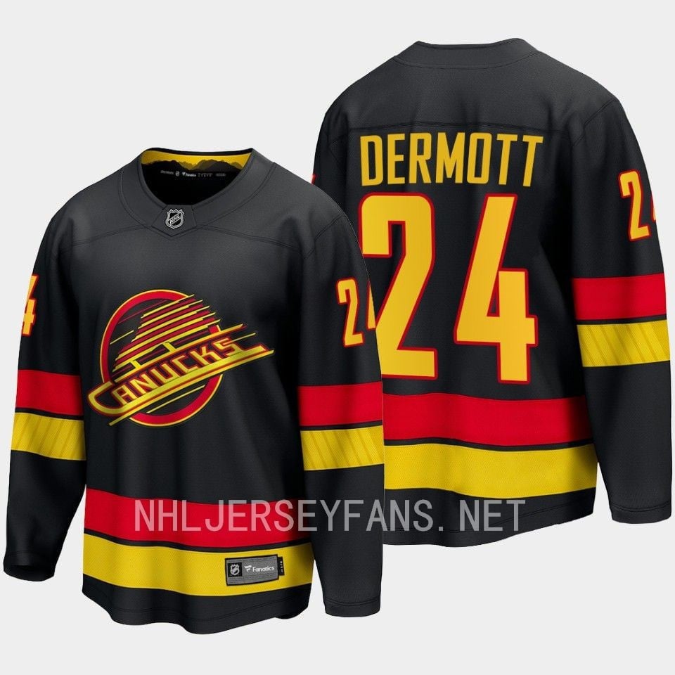 Travis Dermott 24 Vancouver Canucks 2023-24 Alternate Jersey Breakaway Black - JS832 