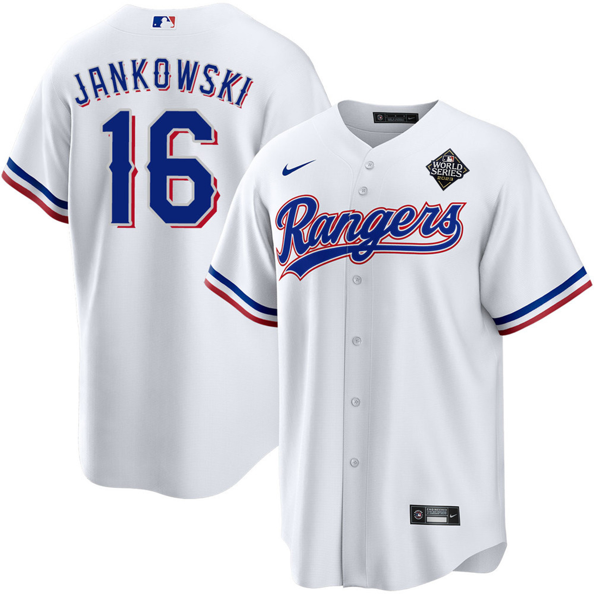 Travis Jankowski 16 Texas Rangers 2023 World Series Stitched Baseball Jersey - White - JS221 