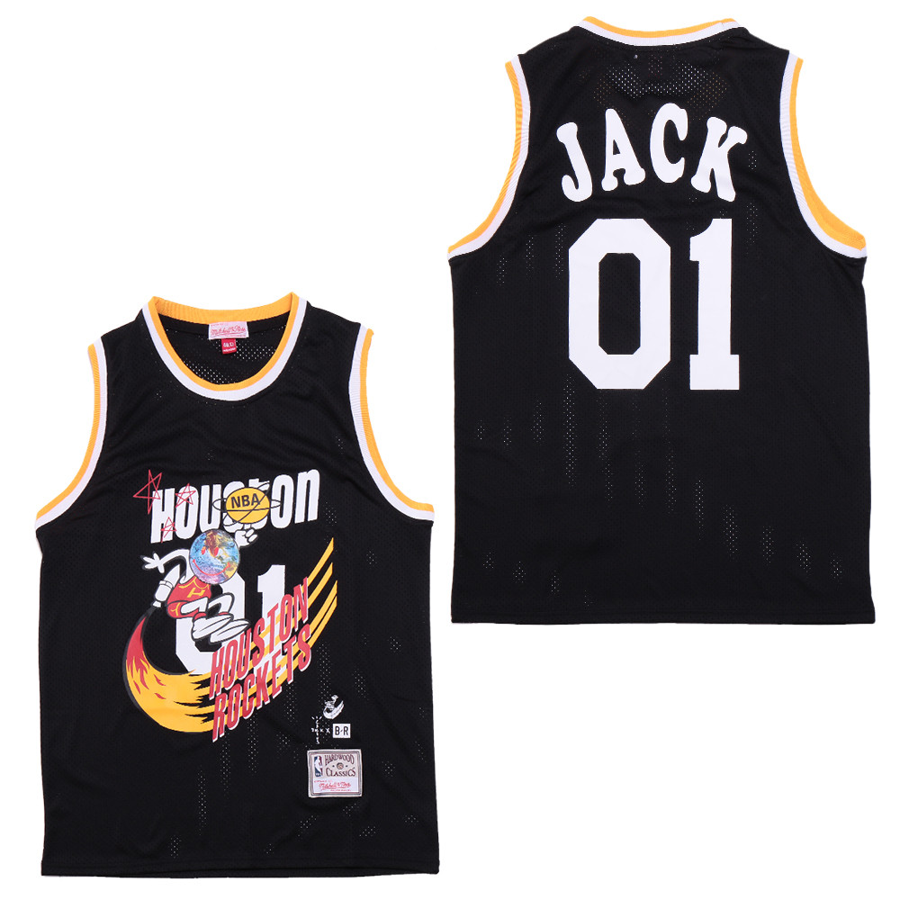 Alternative view of Travis Scott x BR x Houston Rockets Retro Jersey- Black - JS406 