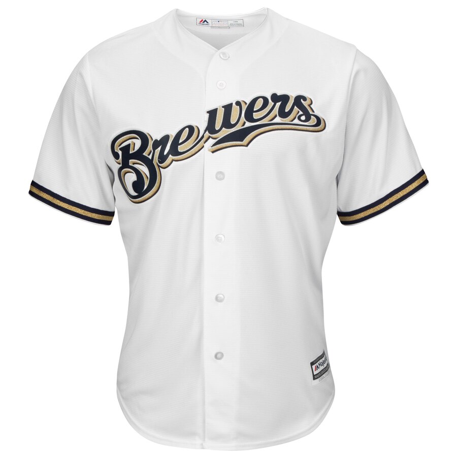 Alternative view of Travis Shaw Milwaukee Brewers Majestic Home Official Cool Base Replica Player Jersey - White