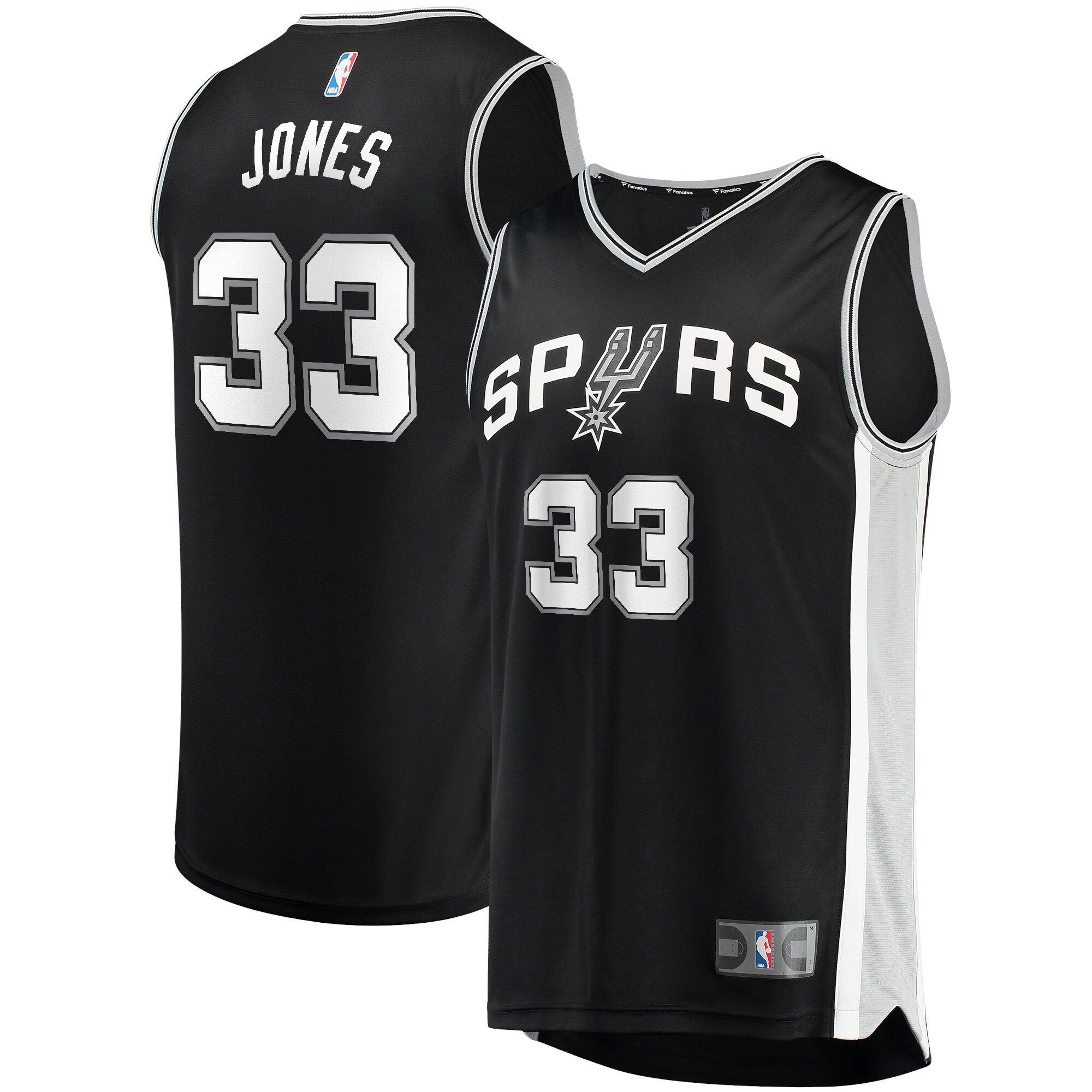 Alternative view of Tre Jones San Antonio Spurs Fanatics Branded 2021/22 Fast Break Replica Jersey - Icon Edition - Black