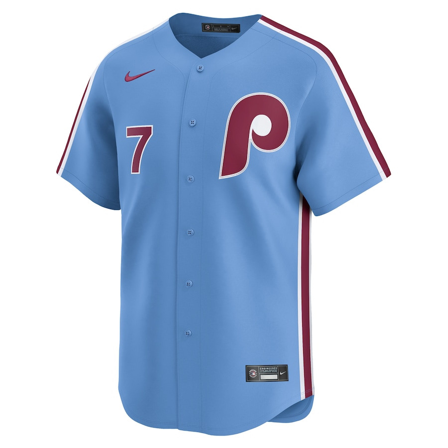 Alternative view of Trea Turner 7 Philadelphia Phillies Alternate Limited Men Jersey - Light Blue 