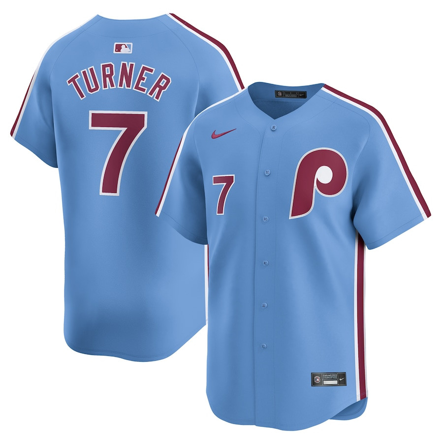 Trea Turner 7 Philadelphia Phillies Alternate Limited Men Jersey - Light Blue 