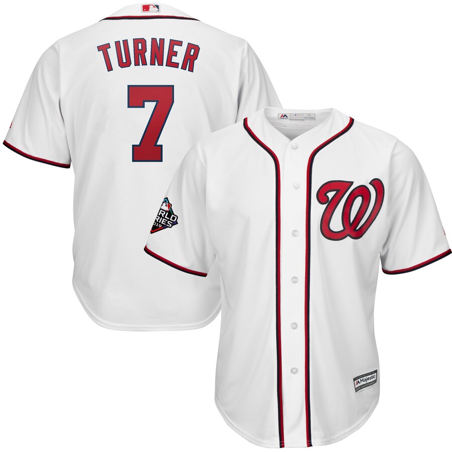 Trea Turner Washington Nationals Majestic 2019 World Series Bound Official Cool Base Player Jersey – White