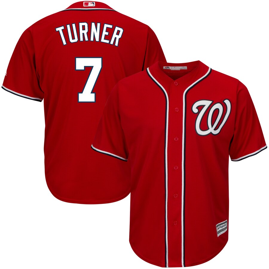 Trea Turner Washington Nationals Majestic Big And Tall Alternate Cool Base Replica Player Jersey - Scarlet