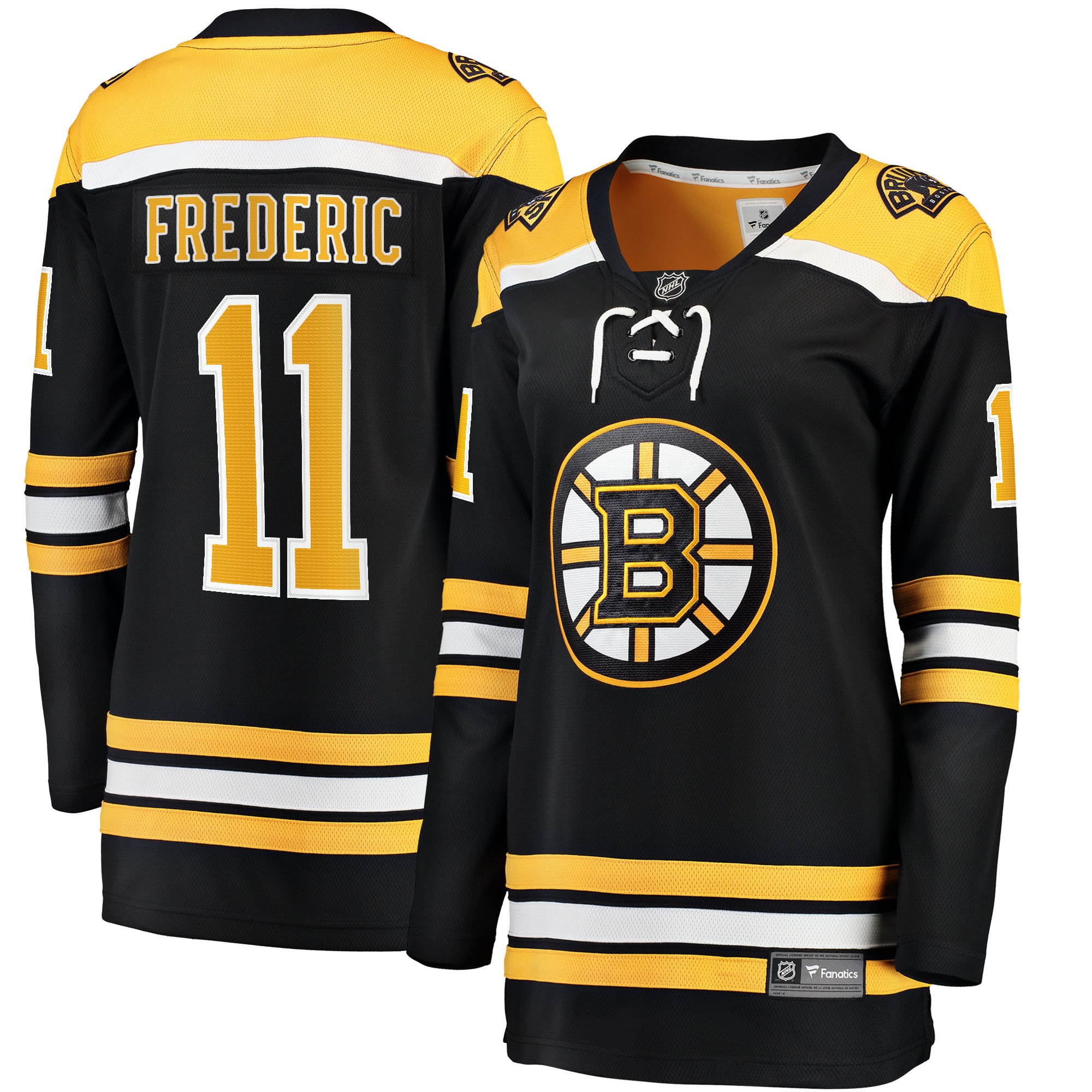 Trent Frederic 11 Boston Bruins Home Breakaway Jersey - Women, Black - JS687 