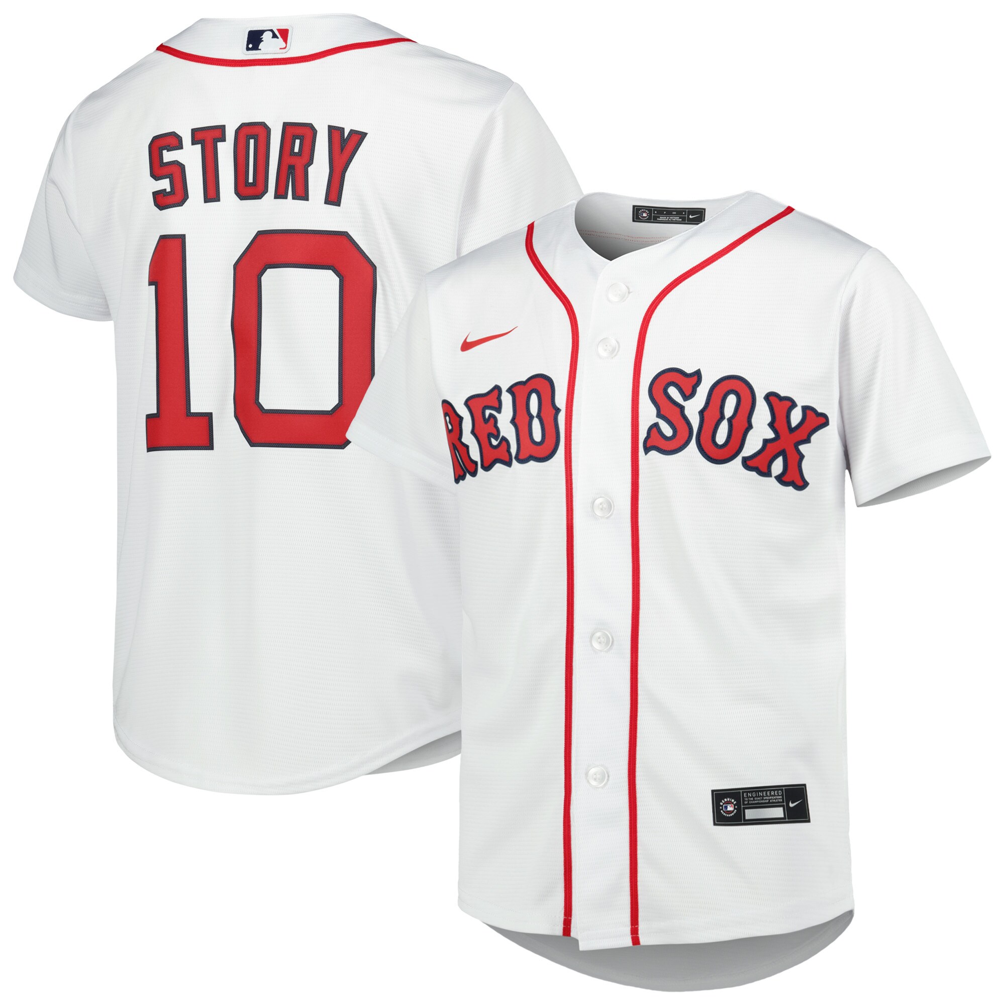 Alternative view of Trevor Story Boston Red Sox Youth Alternate Replica Player Jersey – White