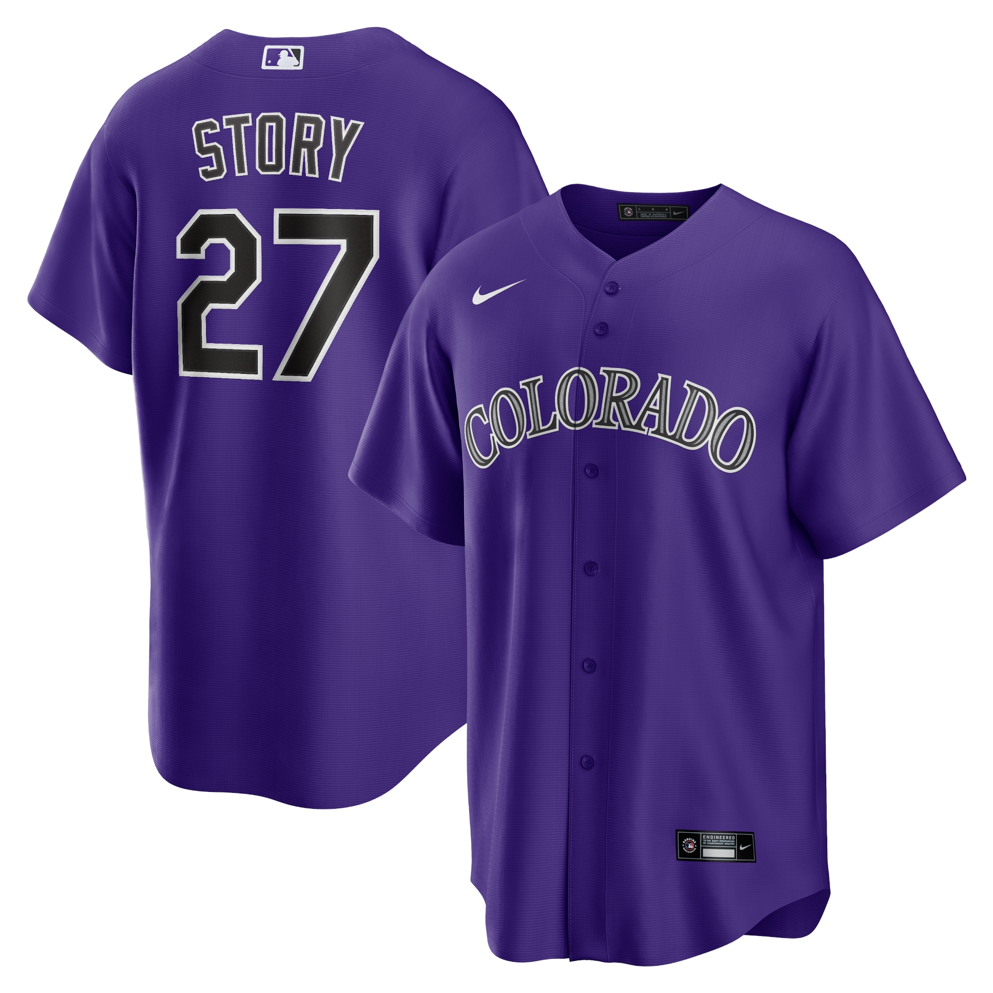 Trevor Story Colorado Rockies Alternate Replica Player Name Jersey - Purple