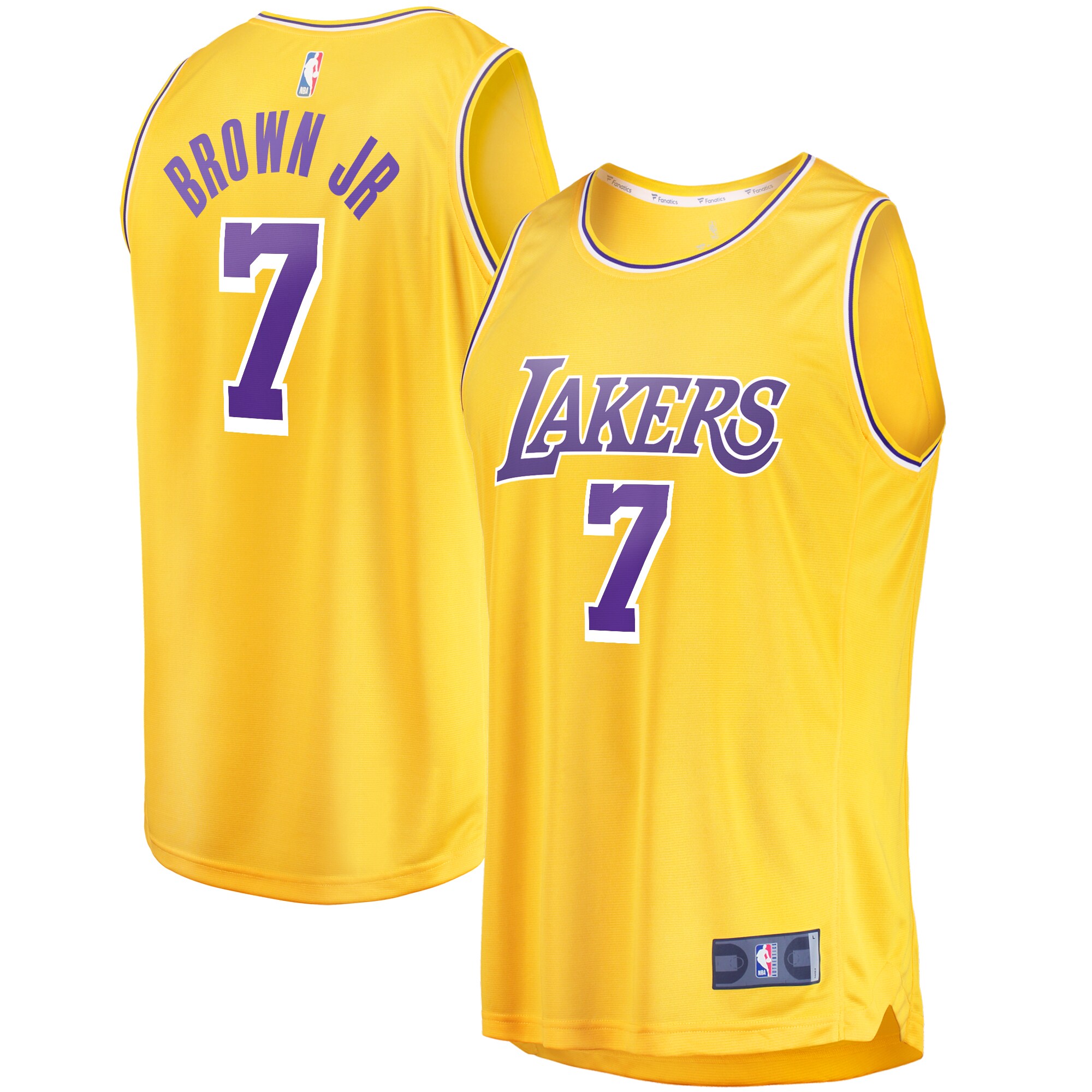 Alternative view of Troy Brown Jr. Los Angeles Lakers Fanatics Branded Fast Break Replica Jersey - Icon Edition - Gold