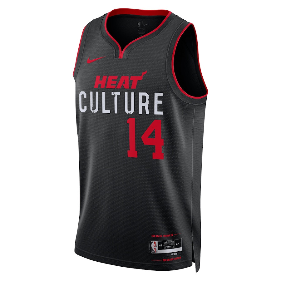 Alternative view of Tyler Herro 14 Miami Heat 2023/24 City Edition Swingman Jersey - Black - JS160 