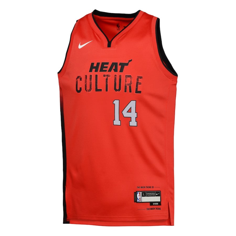 Alternative view of Tyler Herro 14 Miami Heat 2024/25 Swingman Player YOUTH Jersey - City Edition - Red - JS470 