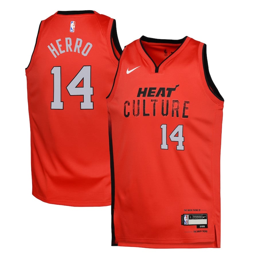 Tyler Herro 14 Miami Heat 2024/25 Swingman Player YOUTH Jersey - City Edition - Red - JS470 
