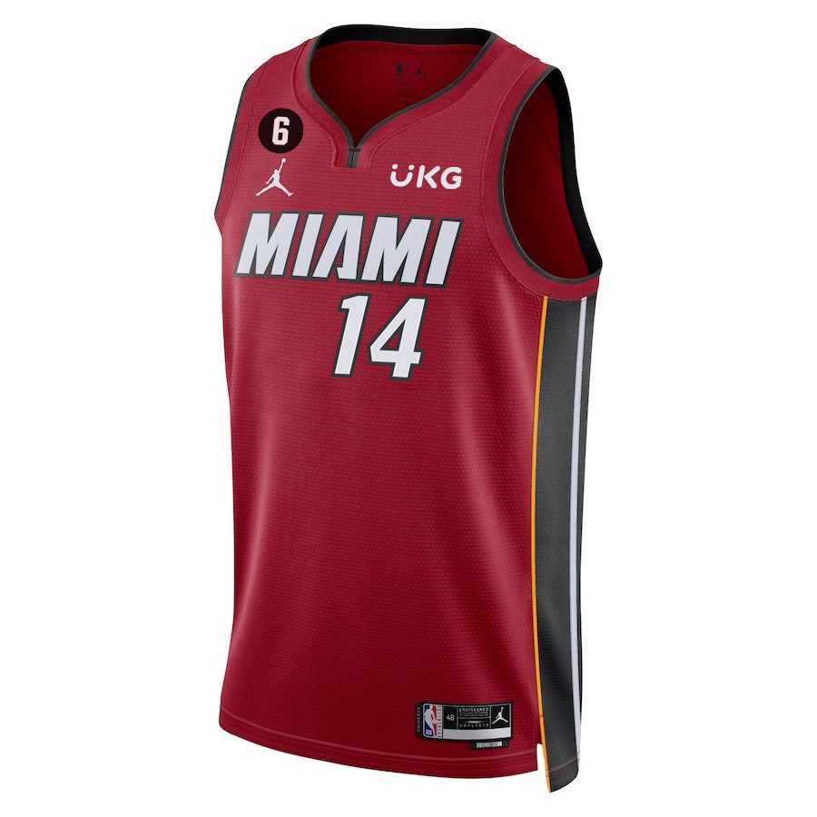 Alternative view of Tyler Herro 14 Miami Heat Final Champions 2023 Swingman Jersey - Red - JS661 