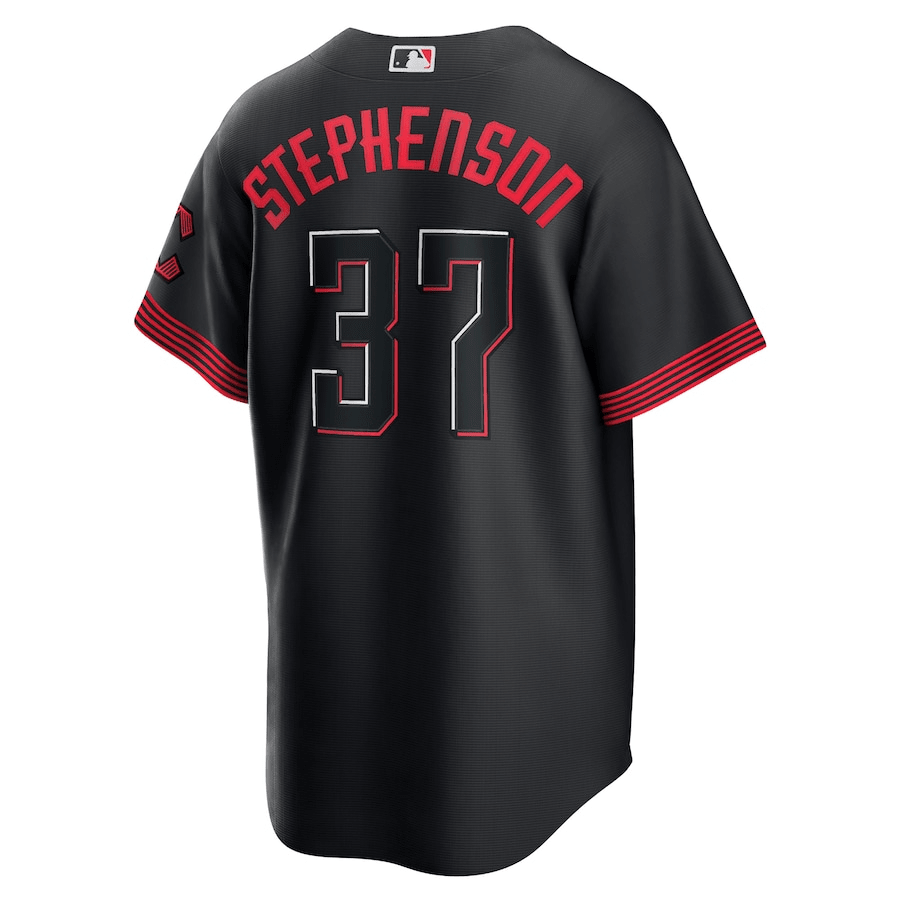 Alternative view of Tyler Stephenson 37 Cincinnati Reds 2023 City Connect Men Jersey - Black