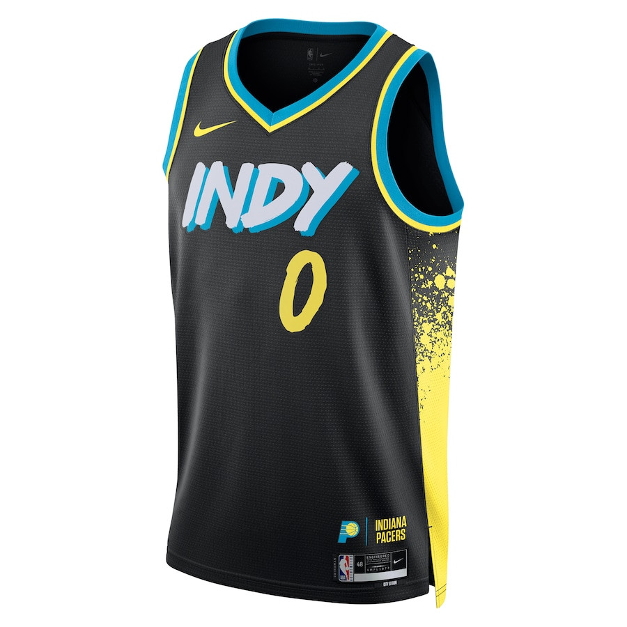 Alternative view of Tyrese Haliburton 0 Indiana Pacers 2023/24 City Edition Swingman Jersey - Black - JS491 