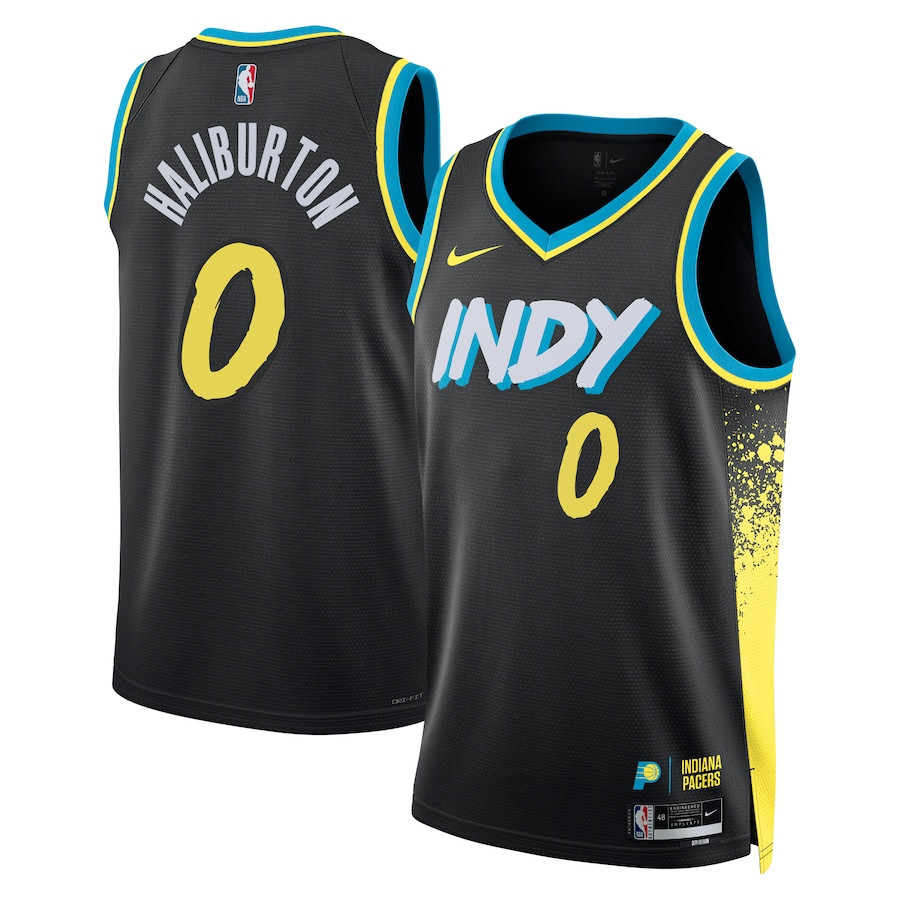 Tyrese Haliburton 0 Indiana Pacers 2023/24 City Edition Swingman Jersey - Black - JS491 