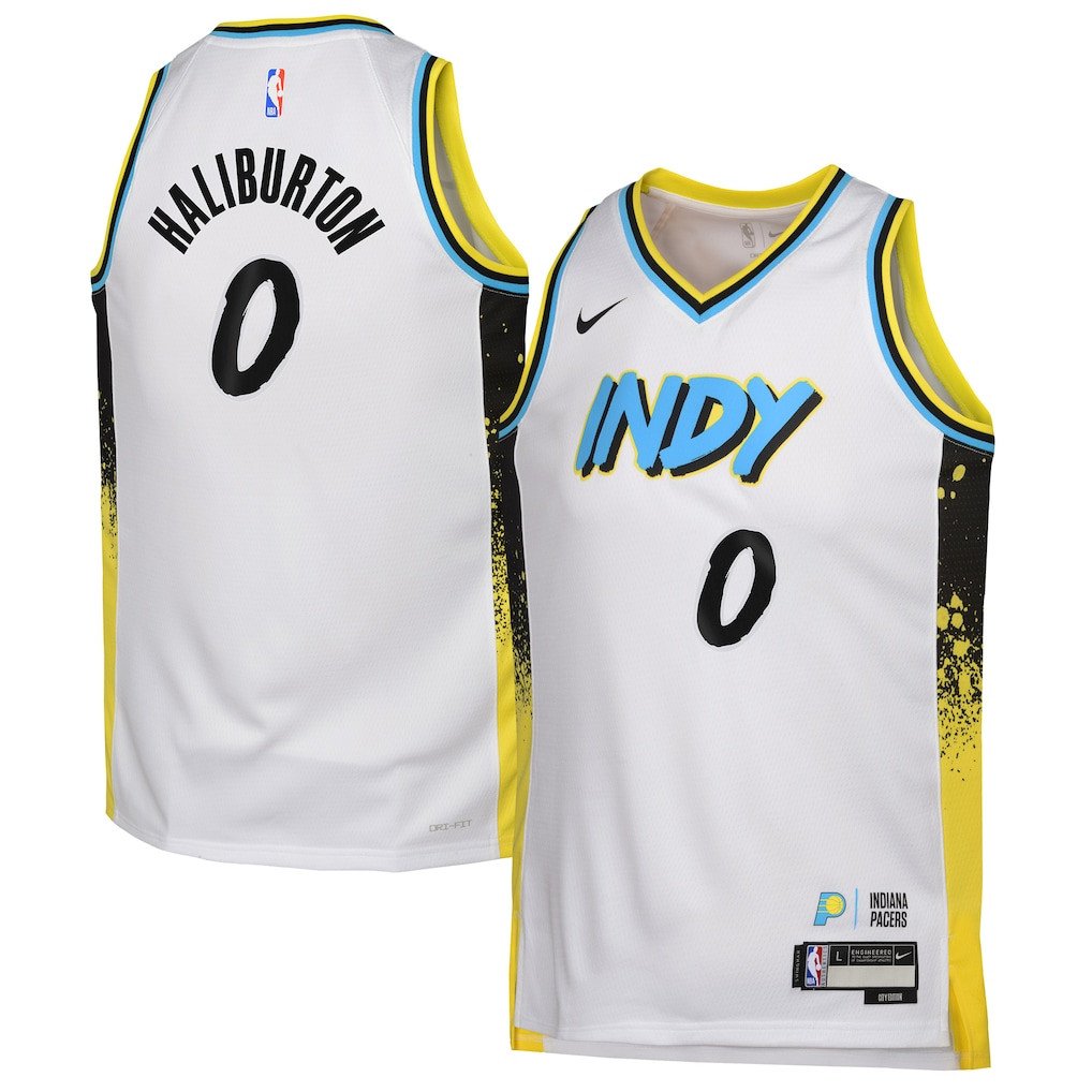 Tyrese Haliburton 0 Indiana Pacers 2024/25 Swingman Player YOUTH Jersey - City Edition - White - JS534 