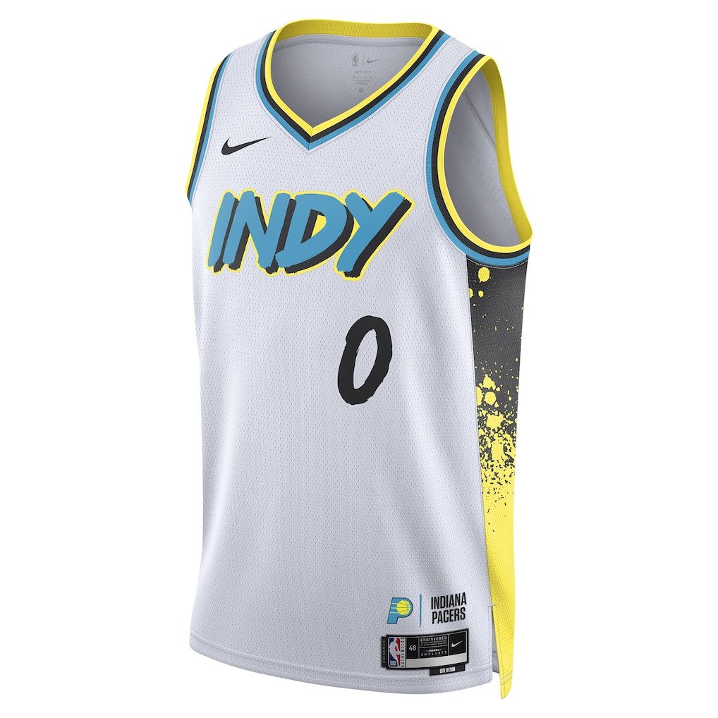 Alternative view of Tyrese Haliburton 0 Indiana Pacers Unisex 2024/25 Swingman Player Jersey - City Edition - White - JS294 