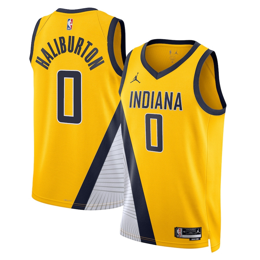 Tyrese Haliburton 0 Indiana Pacers Unisex Swingman Jersey - Statement Edition - Gold - JS526 