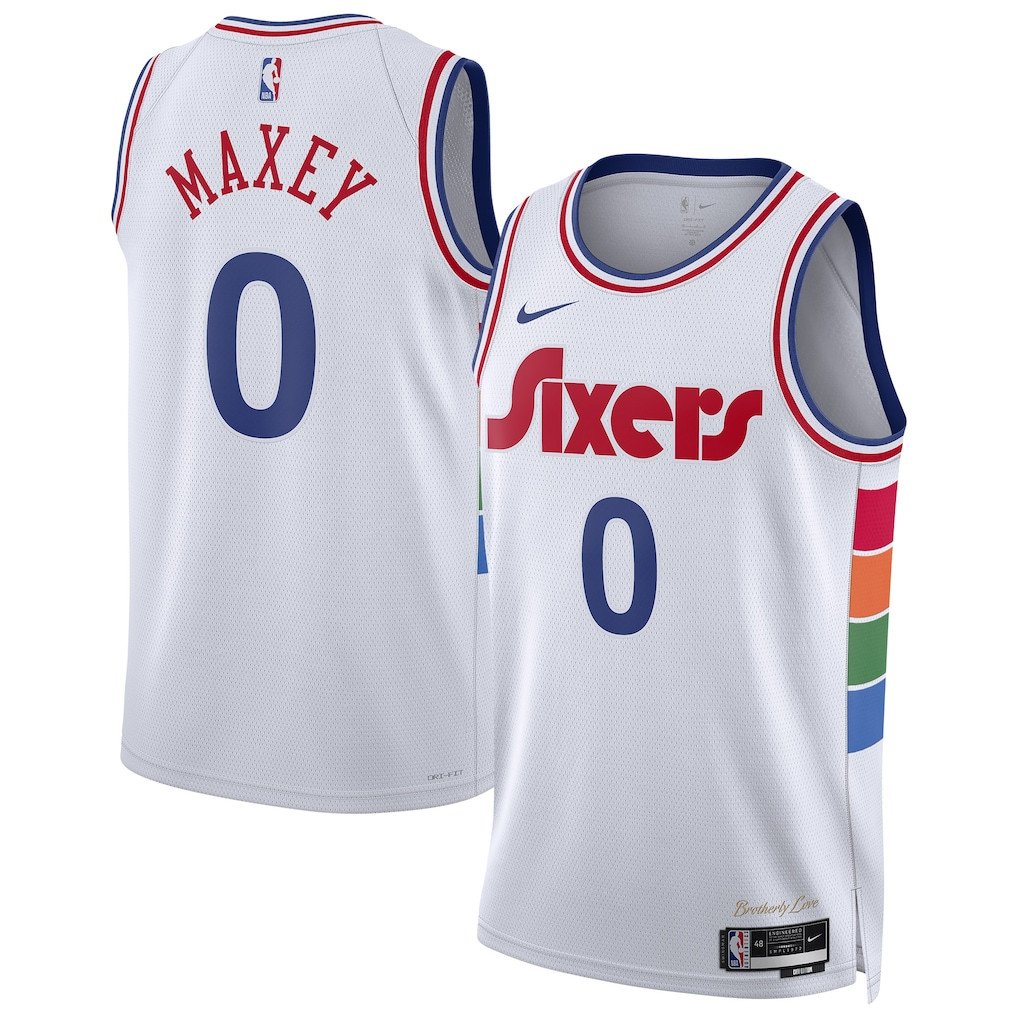 Tyrese Maxey 0 Philadelphia 76ers Unisex 2024/25 Swingman Player Jersey - City Edition - White - JS116 